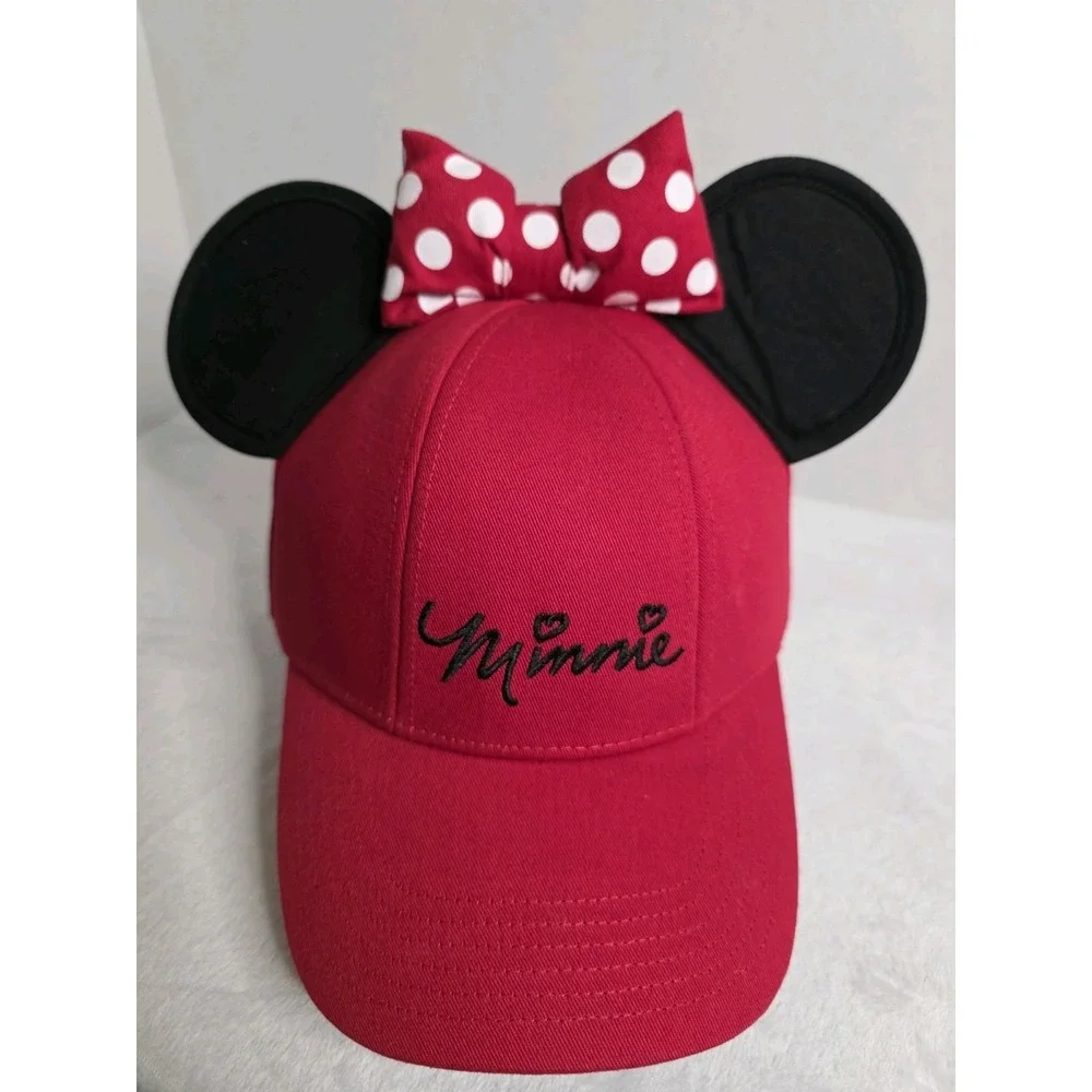 Disney Red Minnie Mouse‎ Baseball Hat with Ears With Bow Adult